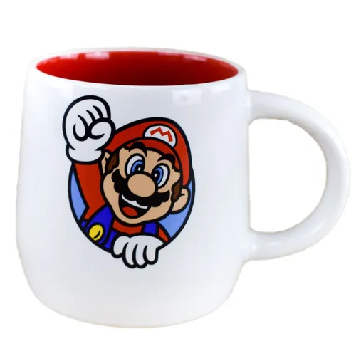 Super Mario Tasse in Weiß / Rot aus Keramik 360ml Motiv & Schriftzug beidseitig