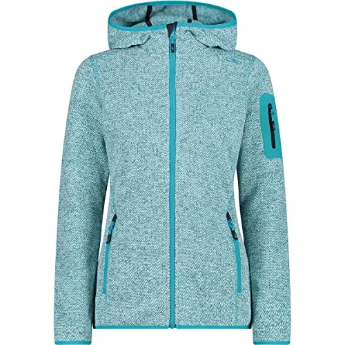 CMP - Damen-Knit-Tech-Jacke mit fester Kapuze, Lagunenweiß, D46