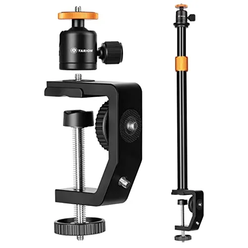 TARION C Supporto a morsetto Supporto da scrivania per fotocamera Con Testa a sfera e asta di prolunga regolabile da 33-60 cm per Vlogging Live Stream Photo Studio Light Photography Filming(TR-CS)