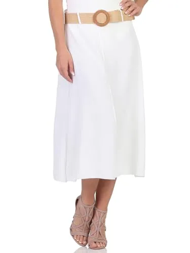 Simaranda Damen Maxirock - Langer Sommerrock mit Gürtel - Modischer Maxirock für Damen, ideal für Büro und Freizeit. Aus luftig-leichter Viskose, mit passendem Gürtel und dehnbarem Bund für perfekten Sitz.