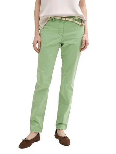 TOM TAILOR Cropped Straight Leg Hose, Summer beige, 38/28 - Damen-Hosen mit Slim Fit, pflegeleichtem Baumwollstoff und Stretch-Anteil für optimalen Tragekomfort. Ideal für Freizeit und festliche Anlässe.