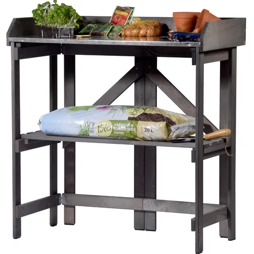 dobar® Klappbarer Pflanztisch aus Massivholz - Pflanztisch für Garten, Terrasse und Balkon, faltbar und mit wetterfester Zinkplatte, ideal für platzsparendes Umtopfen und Gartenarbeiten.