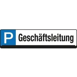 EICHNER Parkplatzschild 9219-00267 Geschäftsleitung - Praktisches Parkplatzschild (53 x 14 cm) aus witterungsbeständigem Polypropylen für Innen- und Außenbereich. Ideal für klare Kennzeichnung von Parkplätzen. Wandhalterung und Befestigungsmaterial inklusive.