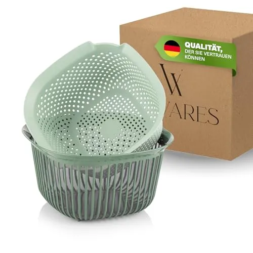 Viwares Eckige Schüssel mit Siebeinsatz, 4 L, BPA-freie Küchenschüssel, Abtropfgestell mit Schüssel, Küche Sieb, stapelbar, Siebschale für Waschen, Abtropfen, Servieren, Salate und Gemüse