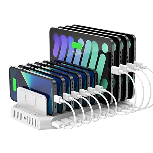 Unitek 96W 10 Ports USB Ladestation für mehrere Geräte mit 2*QC3.0 und Smart IC Organizer für Handys, Tablet und Andere USB Geräte