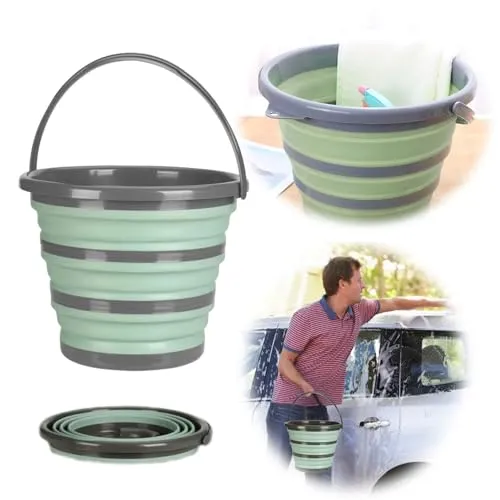 LS-LebenStil Flexibler Putzeimer 10L 35x24cm faltbar mit Griff Falteimer Wassereimer Camping TRT Kunststoff ähnlich Silikon Eimer Angeleimer