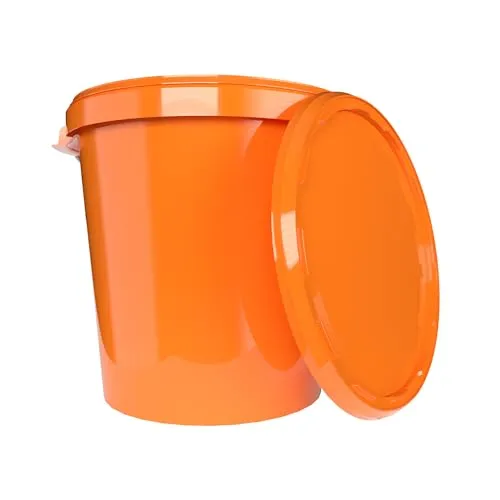 Eimer mit Deckel 30 Liter Made in Germany - lebensmittelecht, stabil, luftdicht - Vorratseimer für Aufbewahrung von Lebensmittel, Büromaterial, Kinderzimmer, Haushalt, Werkstatt, Gastronomie Orange