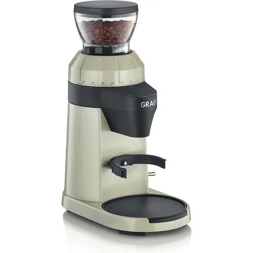 GRAEF Kaffeemühle CM8007 - Elektrische Bohnenmühle mit LED Beleuchtung - Hochwertige Kaffeemühle für perfekte Ergebnisse, 40 Mahlgradeinstellungen, edles Design in Pistazie und herausnehmbares Edelstahl-Kegelmahlwerk für frisches Kaffeemehl.