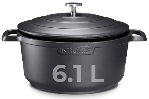 Premium 28 cm 6 L Antihaft Kasserolle mit Deckel, vielseitig von Ofen zu Herd, strapazierfähig, induktionsgeeignet, Mattschwarz