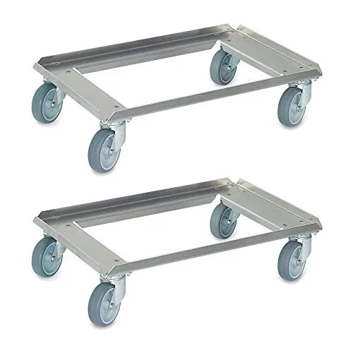 Aluminium Transportroller für 600 x 400 mm Behälter - Transportroller mit 250 kg Tragkraft, ideal für Euro-Stapelbehälter, ausgestattet mit leisen Gummirädern und stabilen Lenkrollen für müheloses Bewegen.