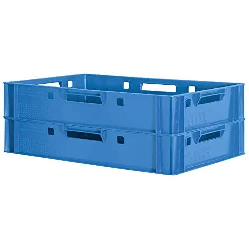 Stück E1 Fleischkisten Blau Kisten Eurobox Lebensmittelecht Metzgerkiste Box Aufbewahrungsbox Kunststoff Wanne Plastik Stapelbar Lagerkisten 60 x 40 Kingpower 2