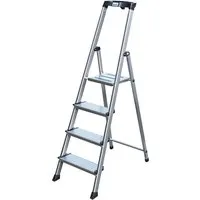 KRAUSE Stehleiter MONTO Sepuro 4 Sprossen - Leiter für innen und außen, aus Aluminium, zusammenklappbar und mit einer maximalen Belastbarkeit von 150 kg – ideal für vielseitige Anwendungen.