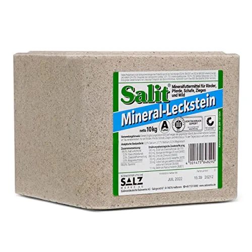 Paradies Pool GmbH Salit Mineral Leckstein Steinsalz 10kg Nahrungsergänzung Mineralfuttermittel für Rinder, Schafe, Ziegen, Pferde und Wild
