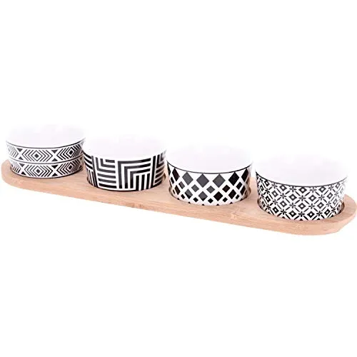 Excellent Houseware Snack-Servierset, 4 Schüsseln, Porzellan