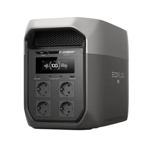 Ecoflow DELTA 3 Max Powerstation – Kompakte Stromspeicherung - Powerstation mit 2048 Wh und 2400 W Dauerleistung, ideal für Balkonkraftwerke. Leicht transportierbar und langlebig dank LiFePO₄-Technologie.