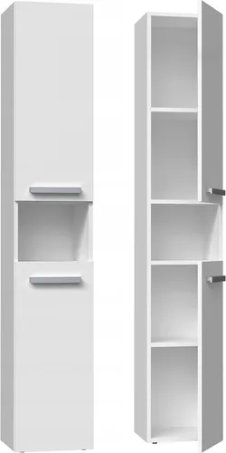 Hoher Badschrank ATSO – weiß matt mit Regalboden