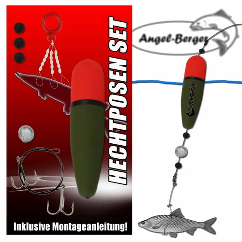 Angel Berger Hecht Posen Set 15g - Köderfischmontage Ready2Fish - Posen Set für Hecht- und Zanderangeln, inklusive laufender Pose für optimale Köderpräsentation und sofort einsatzbereit.