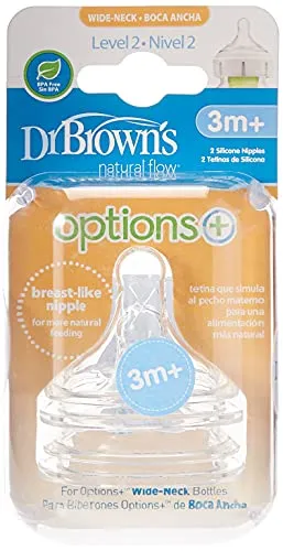 Dr. Brown's Options Plus Weithals-Sauger Level 2, Doppelpack (20 ml, 2 Stück, Weiß)