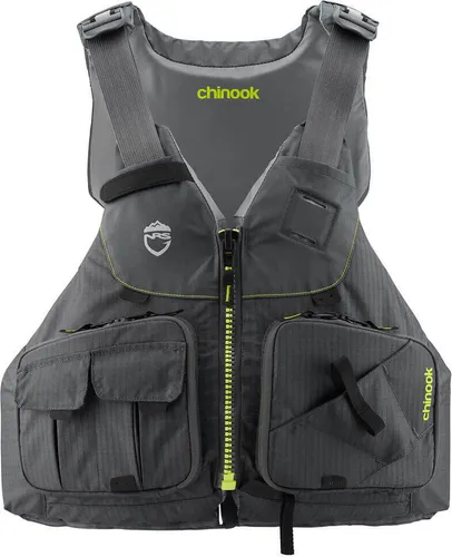 NRS Angler-Schwimmweste Chinook Fishing PFD Dunkelgrau XS/M - Die NRS Chinook Fishing PFD ist die ideale Schwimmweste für Kajakangler. Mit durchdachtem Design, bequemer Passform und praktischen Taschen für Ihr Angelzubehör. Perfekt für den Einsatz auf ruhigen Gewässern.