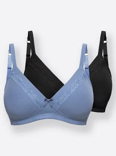 Witt Bügelloser BH Schalen-BH (2-tlg) in Schwarz und Jeansblau - Funktionsunterwäsche mit hohem Tragekomfort, ohne Bügel und ideal für den Alltag, aus weichem Baumwollmix für angenehmes Gefühl auf der Haut.
