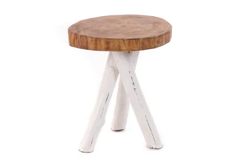 DESIGN DELIGHTS Beistelltisch TWIST aus Massivholz, 40x34cm - Vielseitiger Beistelltisch aus Massivholz im rustikalen Design. Ideal als Telefontisch oder Fußbank und bringt eine gemütliche Atmosphäre in dein Zuhause. Jedes Stück ist handgefertigt und ein Unikat.