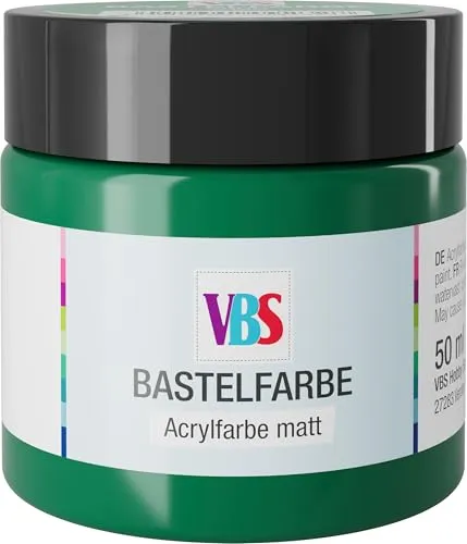VBS Bastelfarbe 50 ml wasserfest lichtecht geruchsneutral lösungsmittelfrei hochpigmentiert matt Malfarbe Malen Farbe Farben Grün