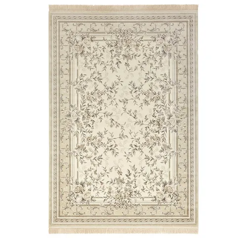 NOURISTAN Teppich Orientalischer Samt Teppich Fransen Antik Flowers Creme Beige, rechteckig, Höhe: 5 mm