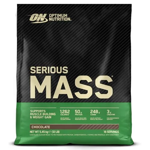 Produktbild Optimum Nutrition Serious Mass Weight Gainer Pulver, Geschmack Schokolade, 5.45kg, 16 Portionen