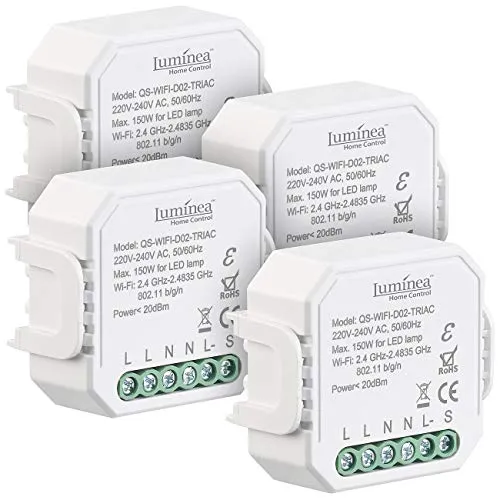 Luminea Home Control Dimmer LED: 4er-Set WLAN-Unterputz-Lichtschalter und -Dimmer, mit App (WiFi Dimmer, Funk-Dimmer, Wireless Controller)