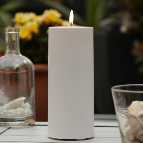 MARELIDA LED Kerze Outdoor Piffany UYUNI Lighting - Wetterfeste LED Kerze für Innen und Außen mit realistischer 3D Flamme, dimmbar und mit Timerfunktion - ideal für stimmungsvolle Abende auf Terrasse oder Balkon.