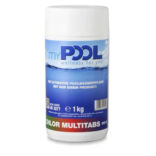myPOOL Chlor Tabs Multi Tabletten 200g 1,0  kg | Chlor Chlortabs Pool Schwimmbad