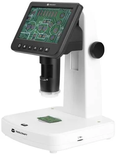 TOOLCRAFT 12.7 cm LCD-Digitalmikroskop - Mikroskope mit 300-facher optischer Vergrößerung und Polarisator, ideal für präzise Untersuchungen und Detailanalysen.