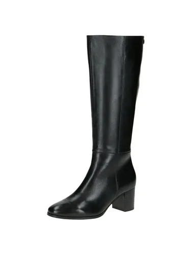 Caprice Stiefel Leder, Damen Gr. 38, schwarz - Eleganter Langschaftstiefel aus Leder mit femininen Blockabsatz, ideal für Business und Freizeit. Hoher Tragekomfort dank bequemer Passform und stabiler Laufsohle.