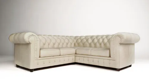 Chesterfield Ecksofa L-Form – Stilvolles Design in Weiß