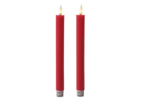 MARELIDA LED-Kerze LED Stabkerzen gerillt Tafelkerzen Dinner Spitzkerzen 25cm rot 2St. (2-tlg)