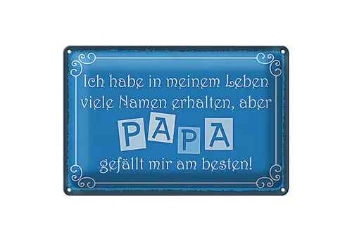 Roomando Metallschild Spruch 18x12cm Name Papa gefällt mir am besten