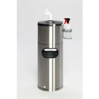 PROREGAL Desinfektionsstation Für Papiertücher Mit Flaschenhalter Inneneinsatz 32 Liter HxBxT 90 x 46 x 35 cm Edelstahl Silber