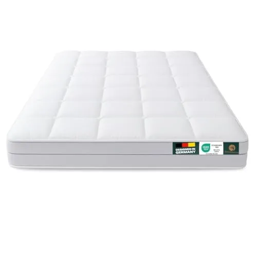 Waidmeister Duo Topper Matratzenschoner Duo Premium – weiche Matratzenauflage mit 3D-Klimaband, allergikerfreundlich, waschbar bis 60°C, GRS-Zertifiziert, rutschfest mit 4 Gummibändern (140)