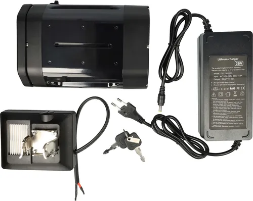 vhbw Akku kompatibel mit Ansmann E-Bike (10 Ah, 36 V, Li-Ion, inkl. Ladegerät) - Schwarz