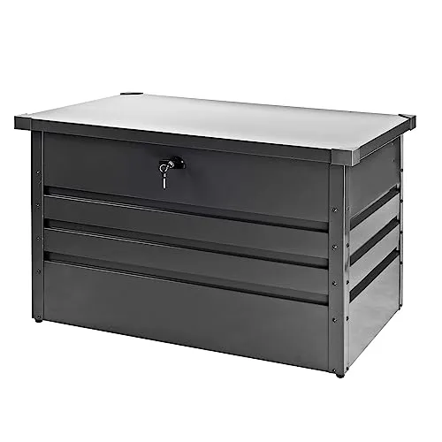Garten Metall Gerätebox 270 l anthrazit - Auflagenbox aus verzinktem Stahlblech, ideal zur wetterfesten Aufbewahrung von Gartenutensilien, mit 270 l Volumen für optimalen Stauraum.