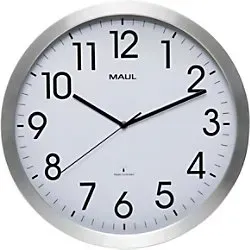 Maul Wanduhr MAULmove Funkuhr, Ø 40 cm, silber - Wohnaccessoires, elegante Funkuhr mit automatischer Zeiteinstellung und stilvollem Aluminiumrahmen für zeitlose Einrichtung.