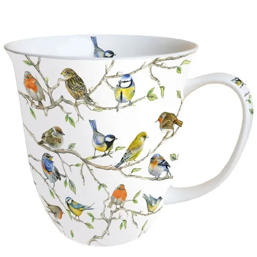 Tasse, Porzellantasse BIRDS MEETING 0,4l Ambiente | Vögel, Meise, Rotkehlchen