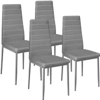 Moderne Samtleder Esszimmerstühle im 4er Set - Stilvolle Küchenstühle aus grauem Kunstleder, gepolstert und mit einer Belastbarkeit von 150 kg – ideal für jedes Esszimmer oder Wohnzimmer.