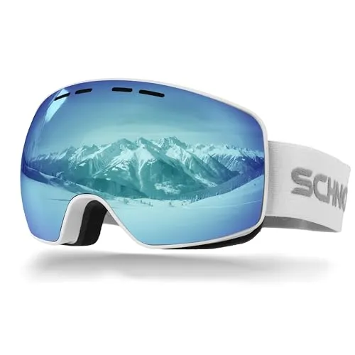 SCHNORR Skibrille Ventra Eis Blau S3 | Sphärisch, Anti-Fog, Full REVO, UV400 Skibrille Männer, Ski Brille Frauen, Snowboardbrille, schlechtes Wetter, Schibrille, Skiing Goggles