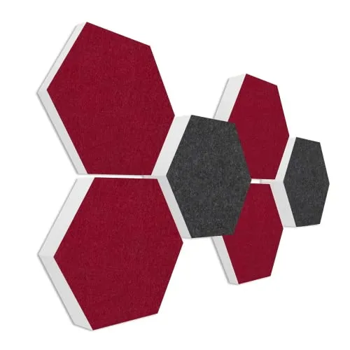 platino24 Schallabsorber COLORE aus Basotec G+ I Akustikpaneele mit Akustikfilz I 3D Wand-Paneele mit 6 Waben in Bordeaux & Anthrazit I Akustikplatten zur Schalldämmung in Büro, Studio & Wohnung