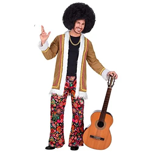 Widmann 02202 Kostüm Woodstock Hippie M - Kostüm-Outfit für Erwachsene, ideal für Karneval oder Mottopartys. Verwandeln Sie sich in einen bunten Hippie der 70er Jahre mit Jacke und gemusterter Hose.