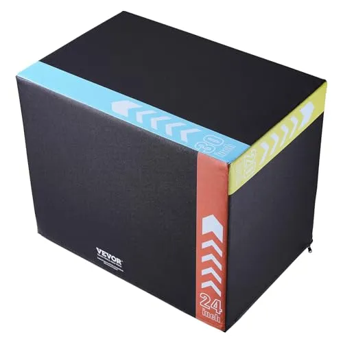 VEVOR 3-in-1 Plyometrische Sprungbox - 30/24/20 Zoll - Sonstige Fitnessgeräte mit 200 kg Tragfähigkeit, rutschfester Oberfläche und einstellbaren Höhen für vielseitiges Heimtraining und effektives Sprungkrafttraining.