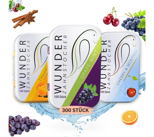 Wunder Zahnstocher Mundpflegecenter - Tasty Pack - Mundpflegecenter mit geschmackvollen Zahnstocher, ideal zum Kauen und Reinigen der Zahnzwischenräume. Hilft, unerwünschte Gewohnheiten wie Nägelkauen und Rauchen zu reduzieren!