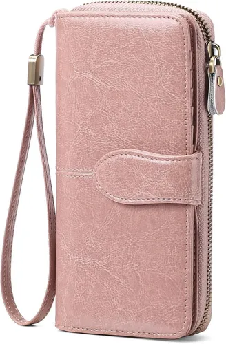 GAEKEAO Große Damen Geldbörse mit RFID-Schutz in Rosa