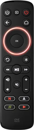 One for All Streaming Remote URC7935 - Universalfernbedienung - Tastaturen mit schneller Zugriff auf Streaming-Dienste und anpassbare Farbringe für einfache Gerätesteuerung. Unterstützt bis zu 3 Geräte inklusive TV und Soundbars.